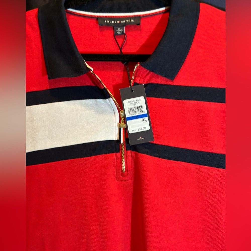 Tommy Hilfiger Women’s collared zippered shirt with logo on front. NWT  size XL